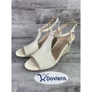 Cole Haan Womens Maddie Open Toe Wedge Sandals White Leather Size 10B